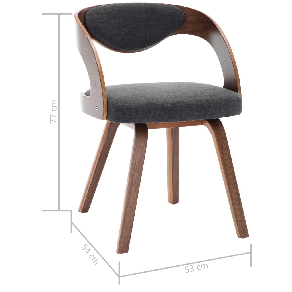 vidaXL Sillas de comedor 2 unidades madera curvada y tela gris oscuro