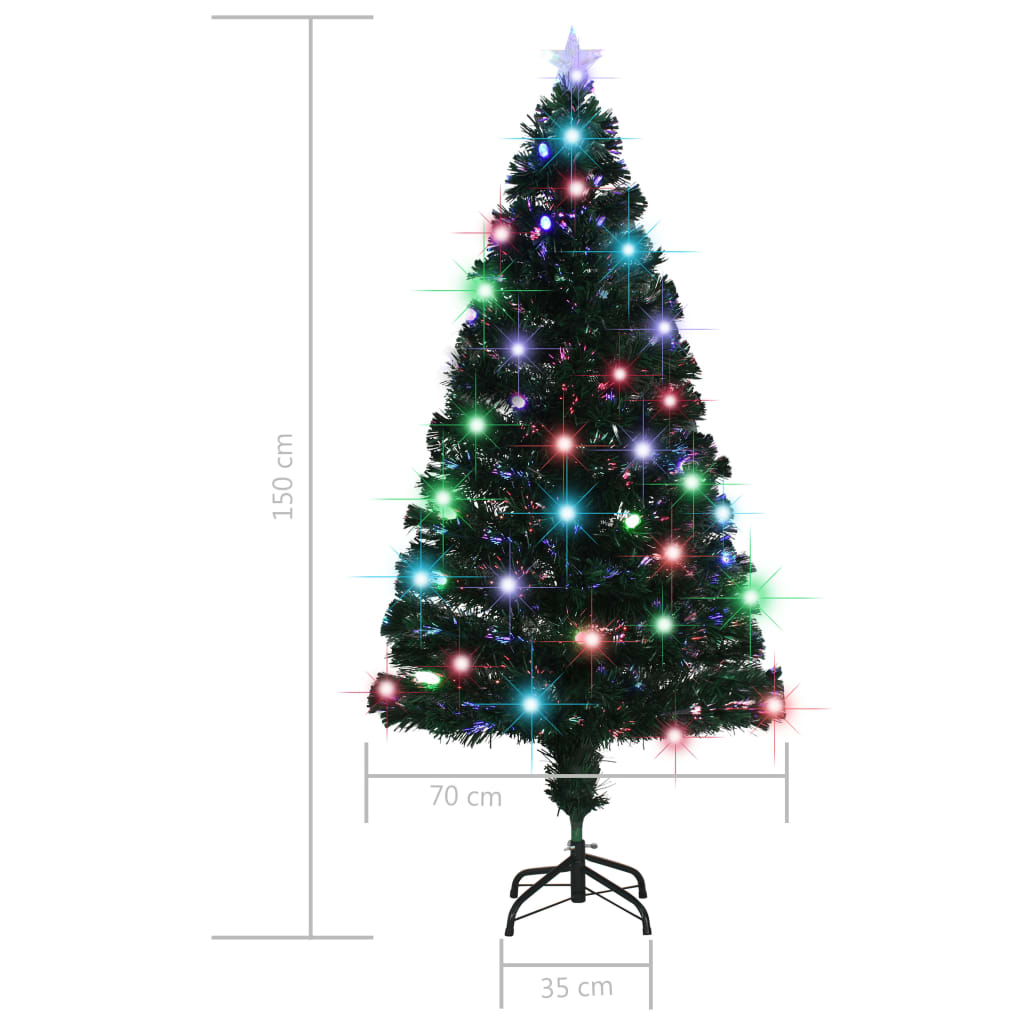 vidaXL Árbol de Navidad con luces y soporte fibra óptica 150 cm