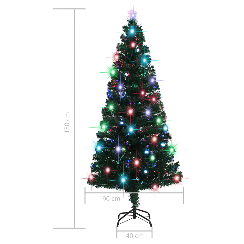 vidaXL Árbol de Navidad con luces y soporte fibra óptica 180 cm