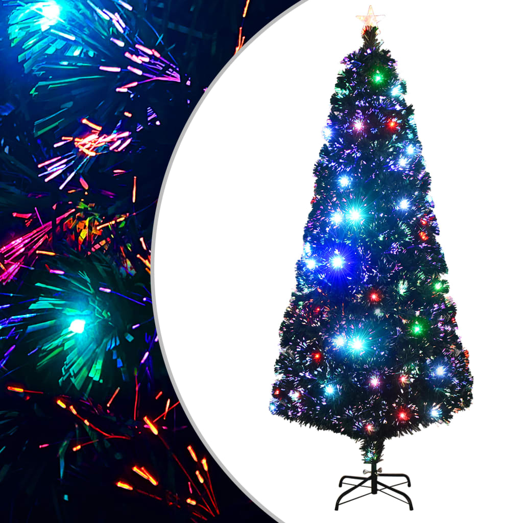 vidaXL Árbol de Navidad con luces y soporte fibra óptica 210 cm