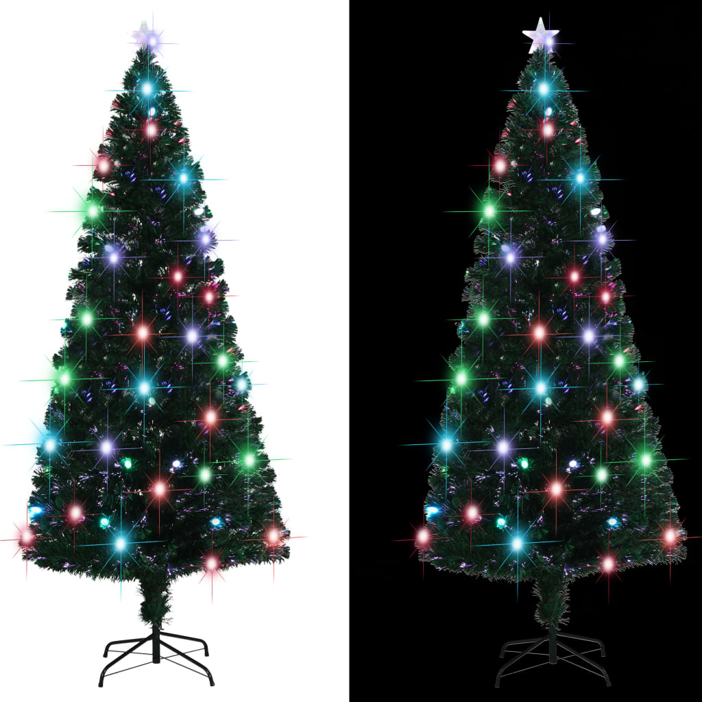 vidaXL Árbol de Navidad con luces y soporte fibra óptica 210 cm