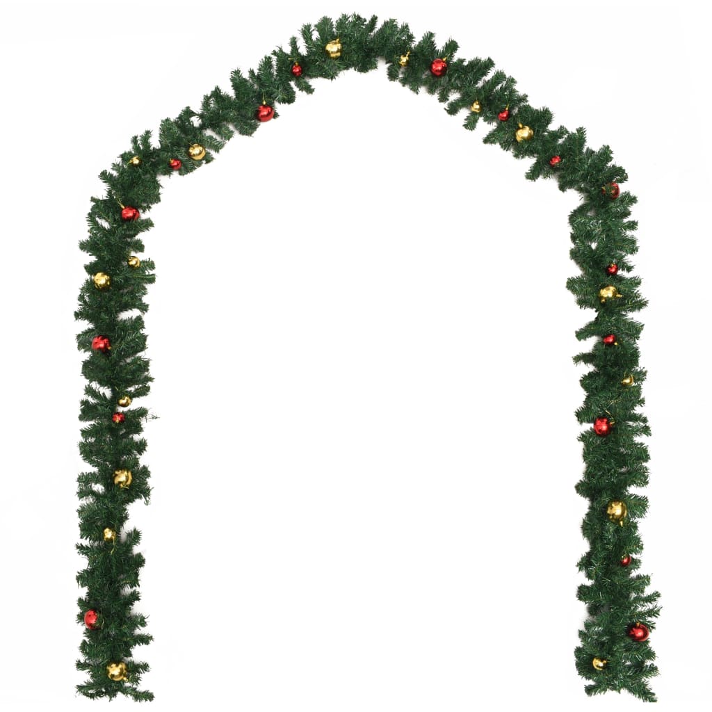 vidaXL Guirnaldas de Navidad con bolas 4 unidades PVC verde 270 cm