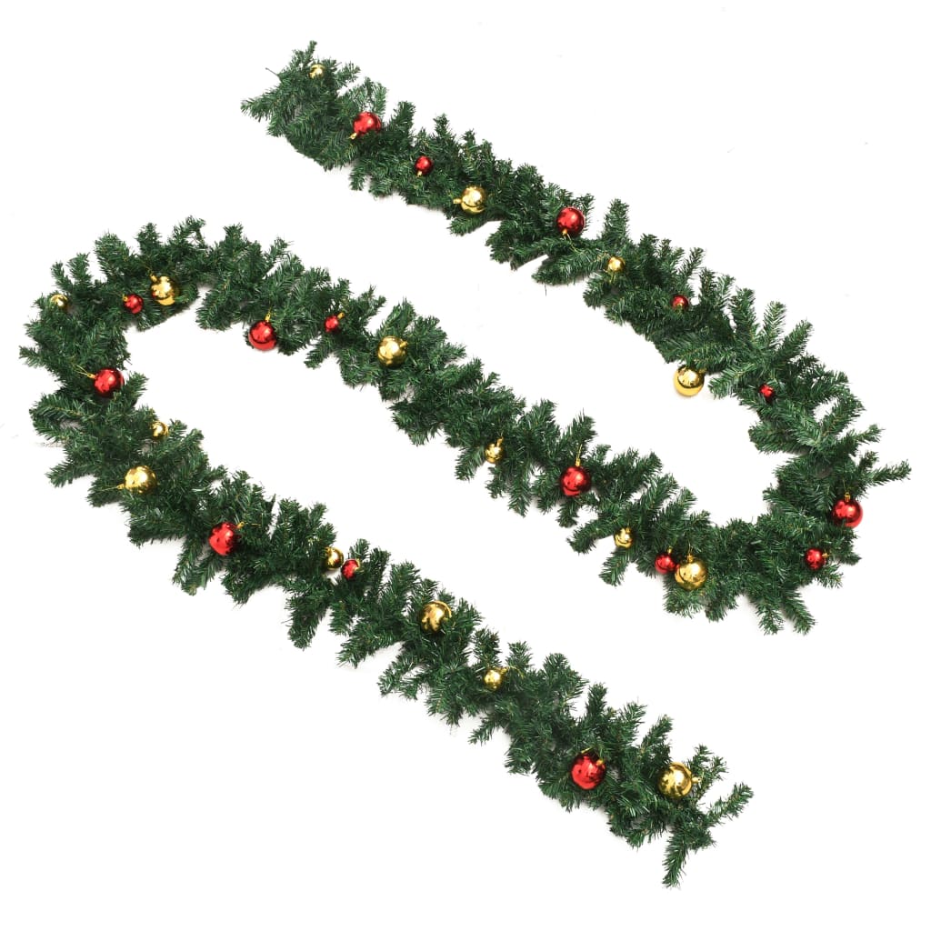 vidaXL Guirnaldas de Navidad con bolas 4 unidades PVC verde 270 cm