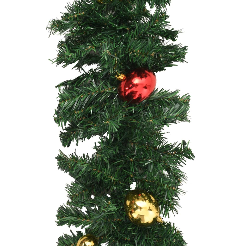 vidaXL Guirnaldas de Navidad con bolas 4 unidades PVC verde 270 cm