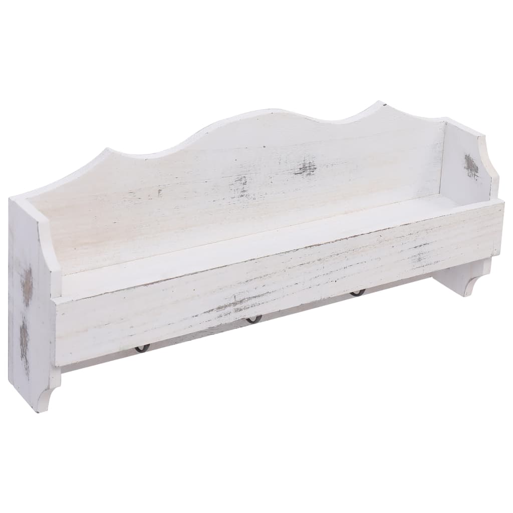 vidaXL Perchero de pared de madera blanco 50x10x23 cm