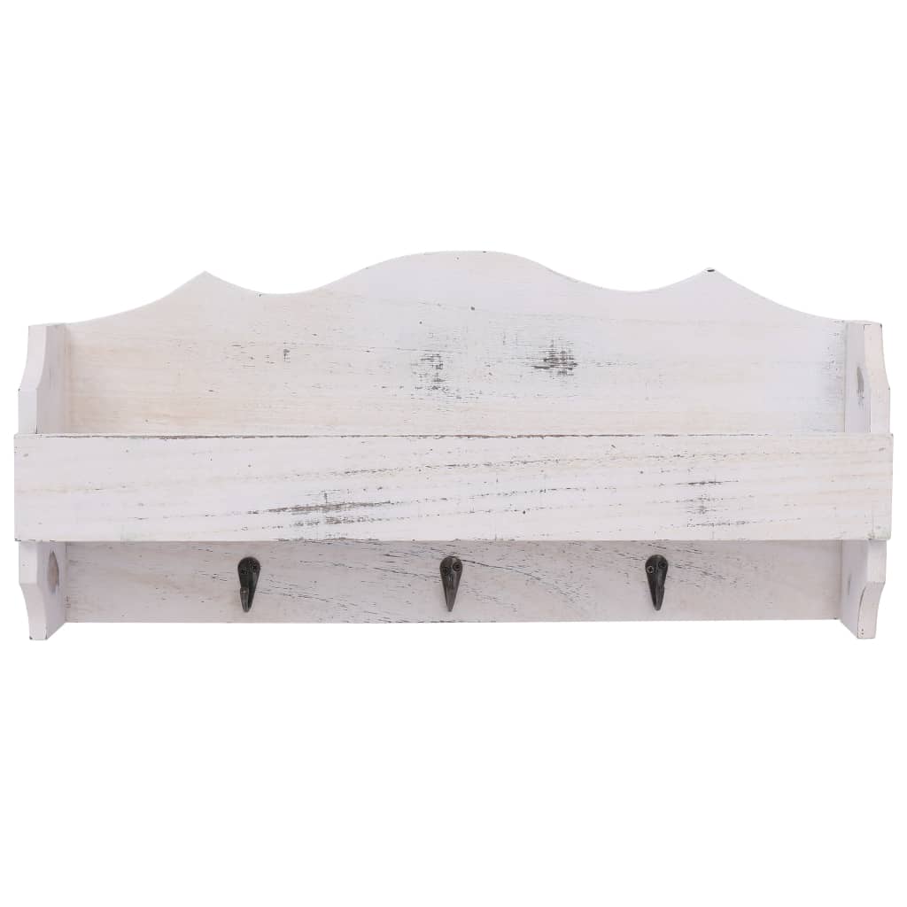 vidaXL Perchero de pared de madera blanco 50x10x23 cm