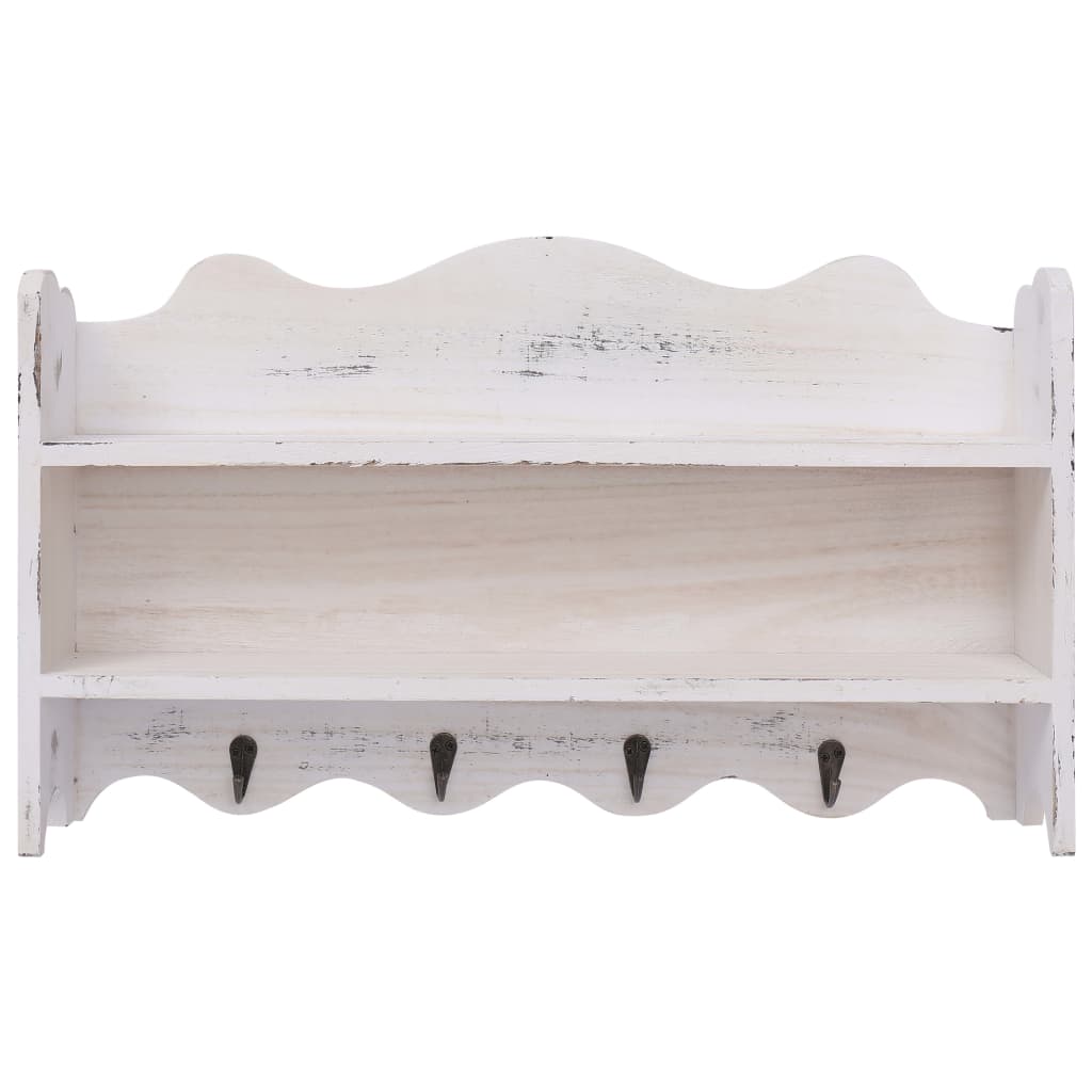 vidaXL Perchero de pared de madera blanco 50x10x30 cm