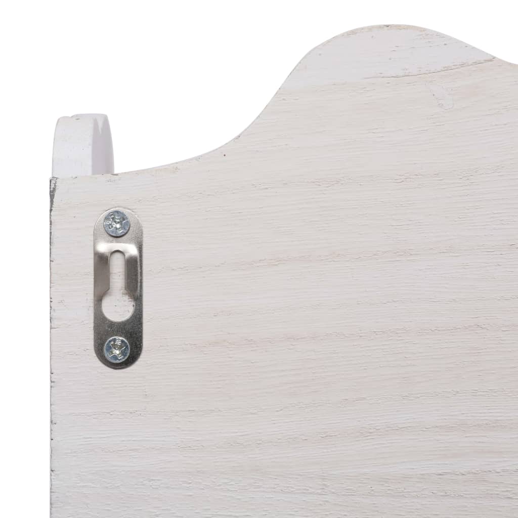 vidaXL Perchero de pared de madera blanco 50x10x30 cm