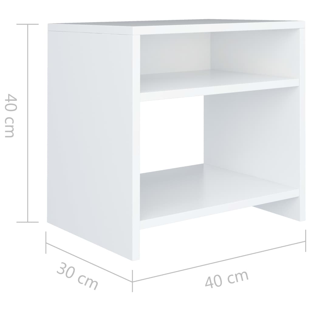 vidaXL Mesitas de noche 2 uds madera contrachapada blanco 40x30x40 cm