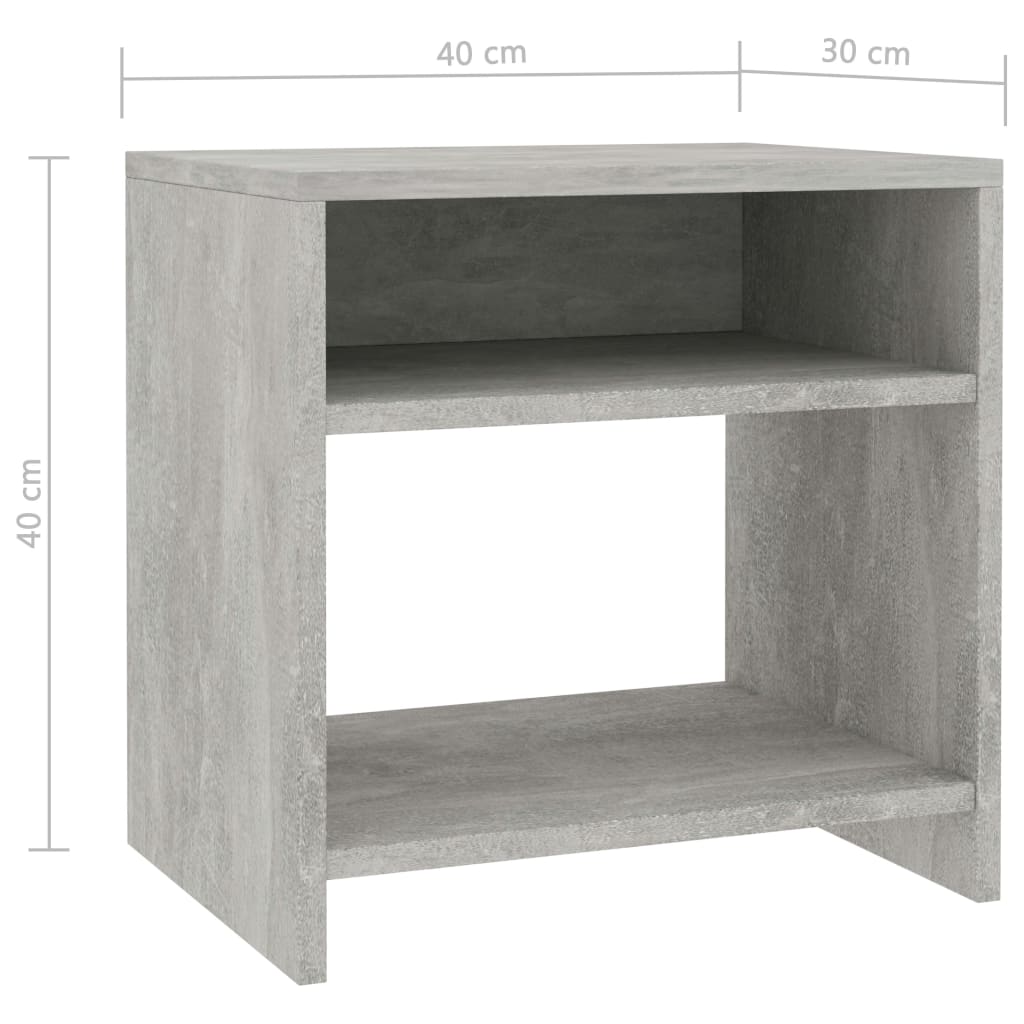 vidaXL Mesita de noche madera contrachapada gris hormigón 40x30x40 cm