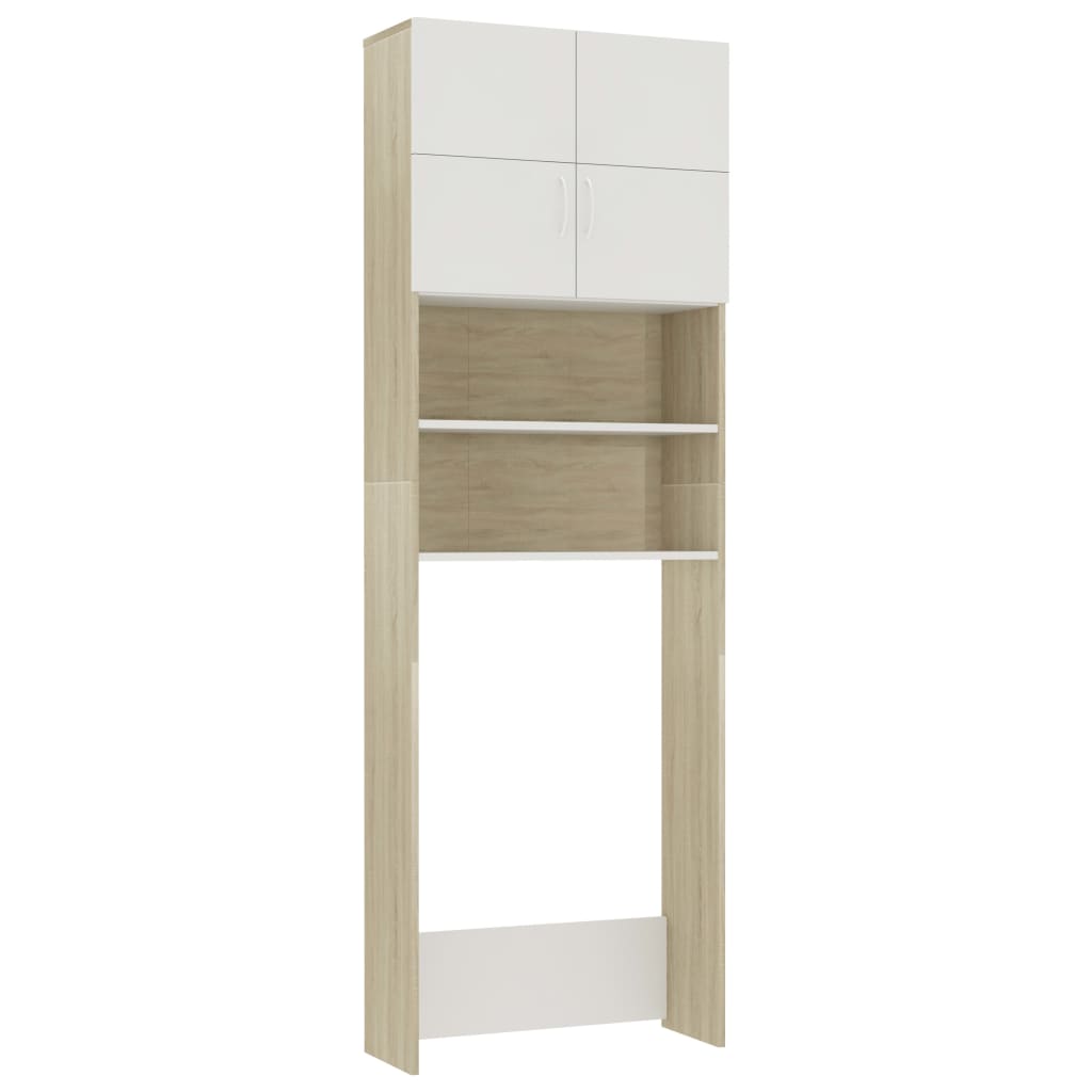 vidaXL Armario para lavadora blanco y roble Sonoma 64x25,5x190 cm