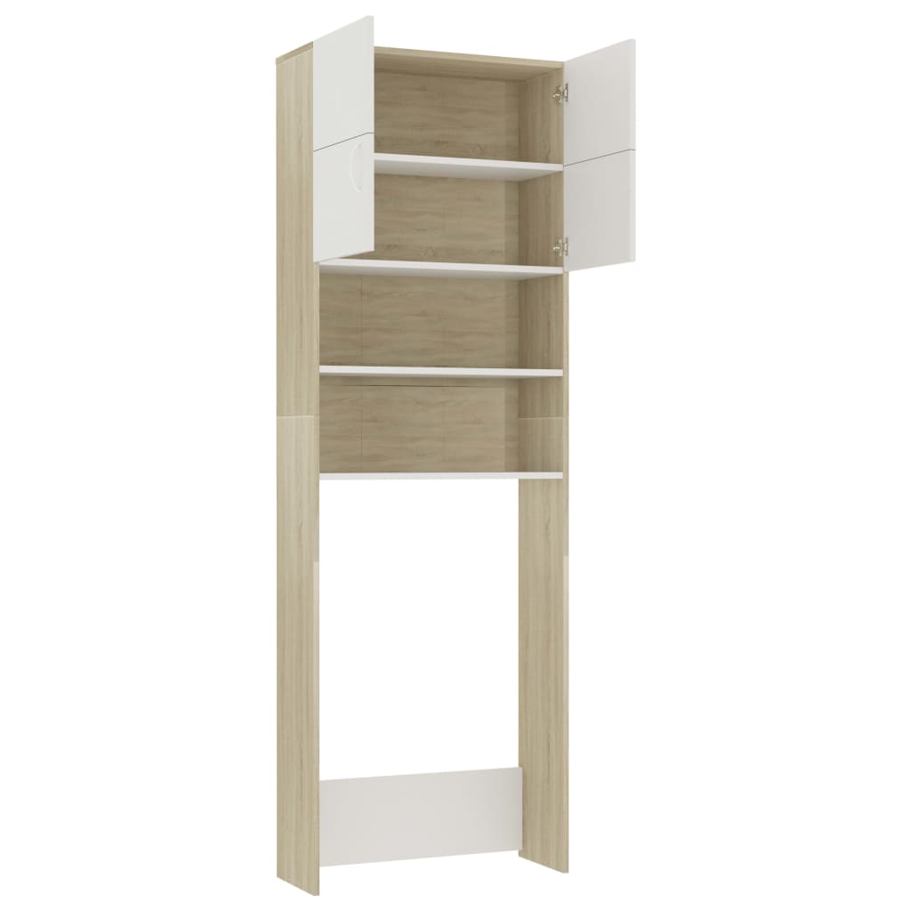 vidaXL Armario para lavadora blanco y roble Sonoma 64x25,5x190 cm