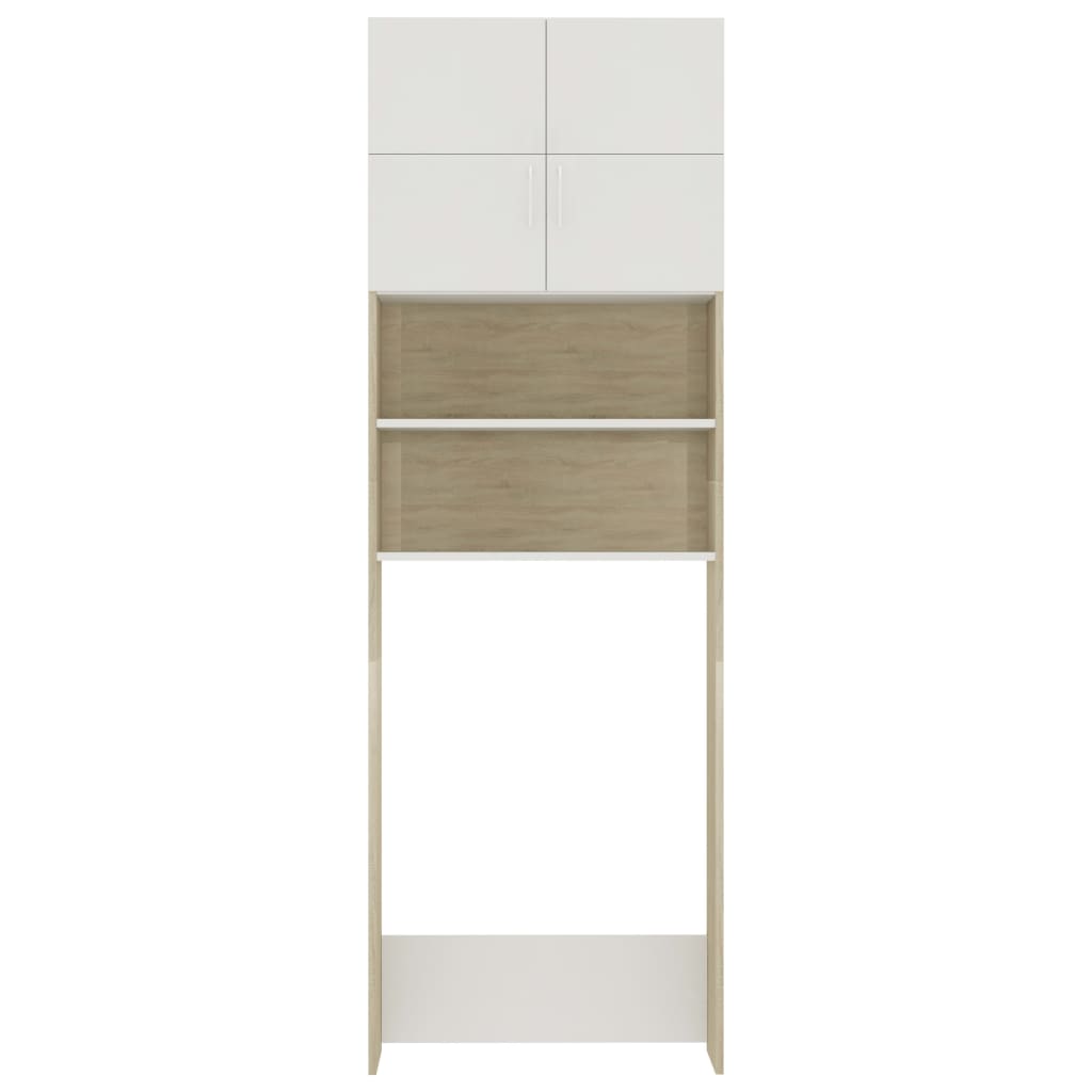 vidaXL Armario para lavadora blanco y roble Sonoma 64x25,5x190 cm