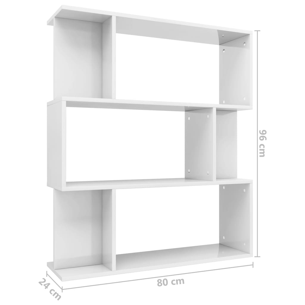 vidaXL Estantería/divisor de espacios blanco brillante 80x24x96 cm