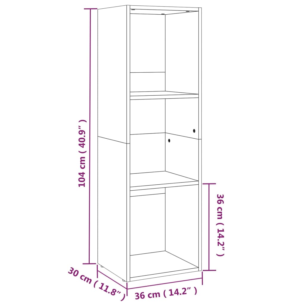 vidaXL Estantería libros/mueble TV contrachapada roble 36x30x114 cm