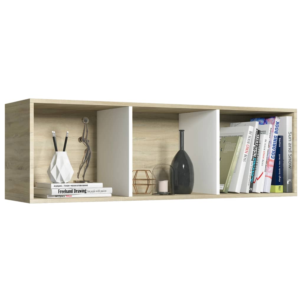 vidaXL Estantería libros madera contrachapada blanco roble 36x30x114cm