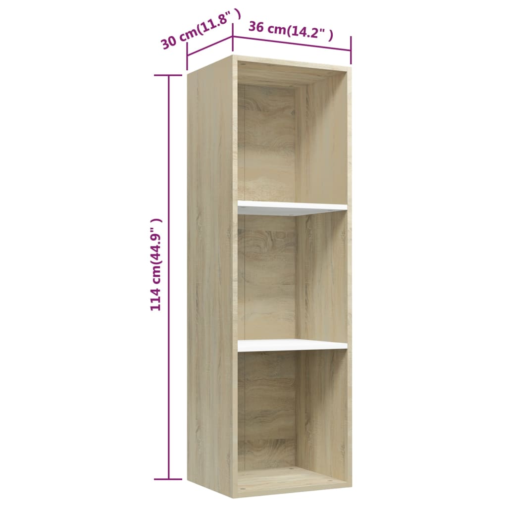 vidaXL Estantería libros madera contrachapada blanco roble 36x30x114cm