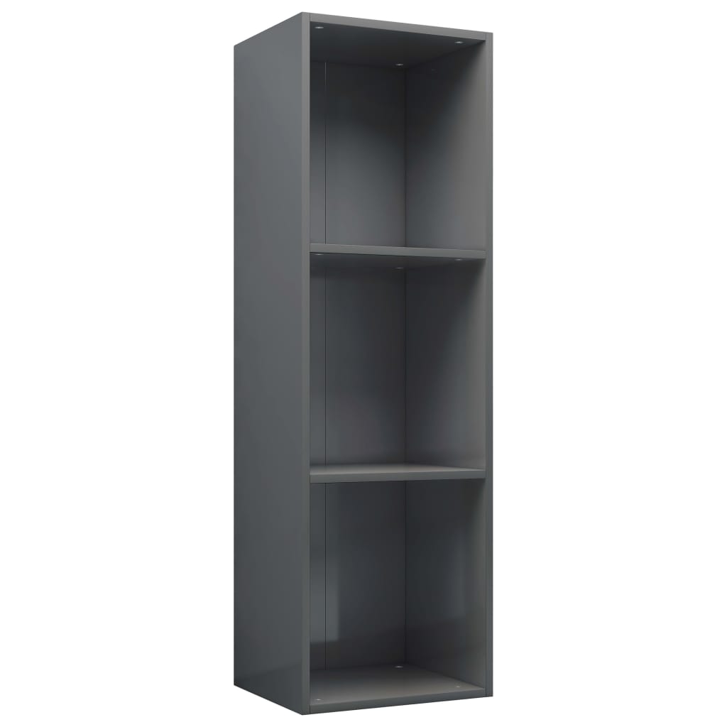 vidaXL Estantería libros madera contrachapada gris brillo 36x30x114cm