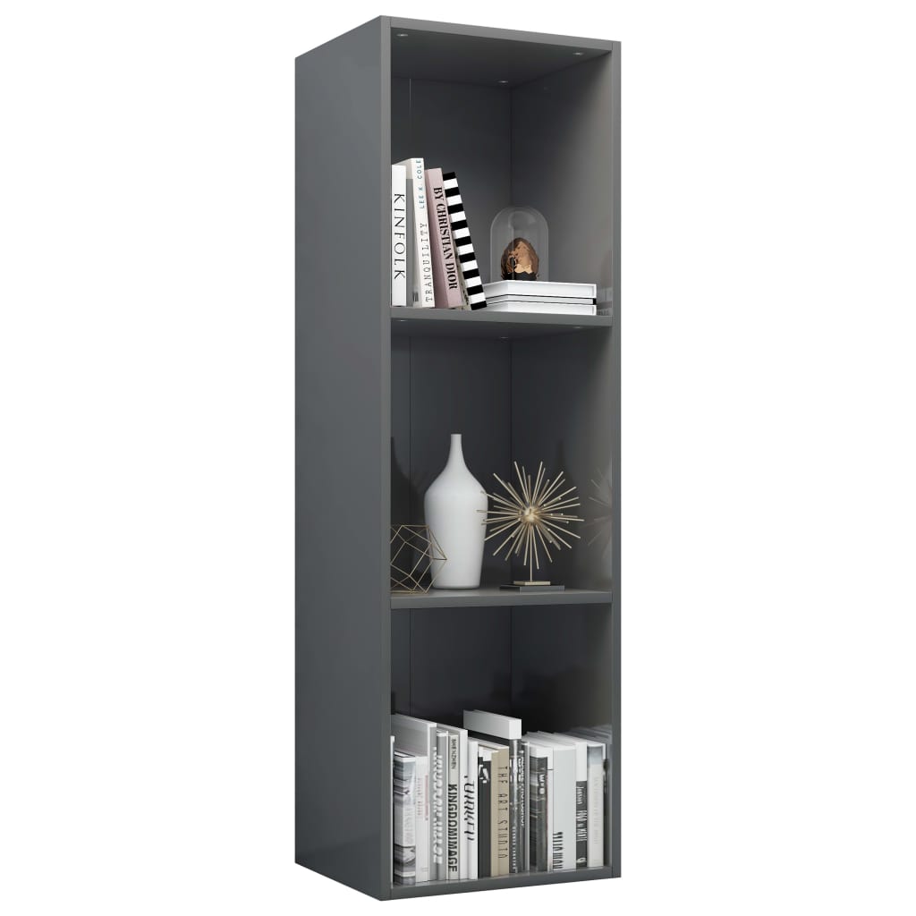 vidaXL Estantería libros madera contrachapada gris brillo 36x30x114cm