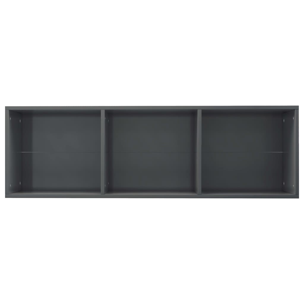 vidaXL Estantería libros madera contrachapada gris brillo 36x30x114cm