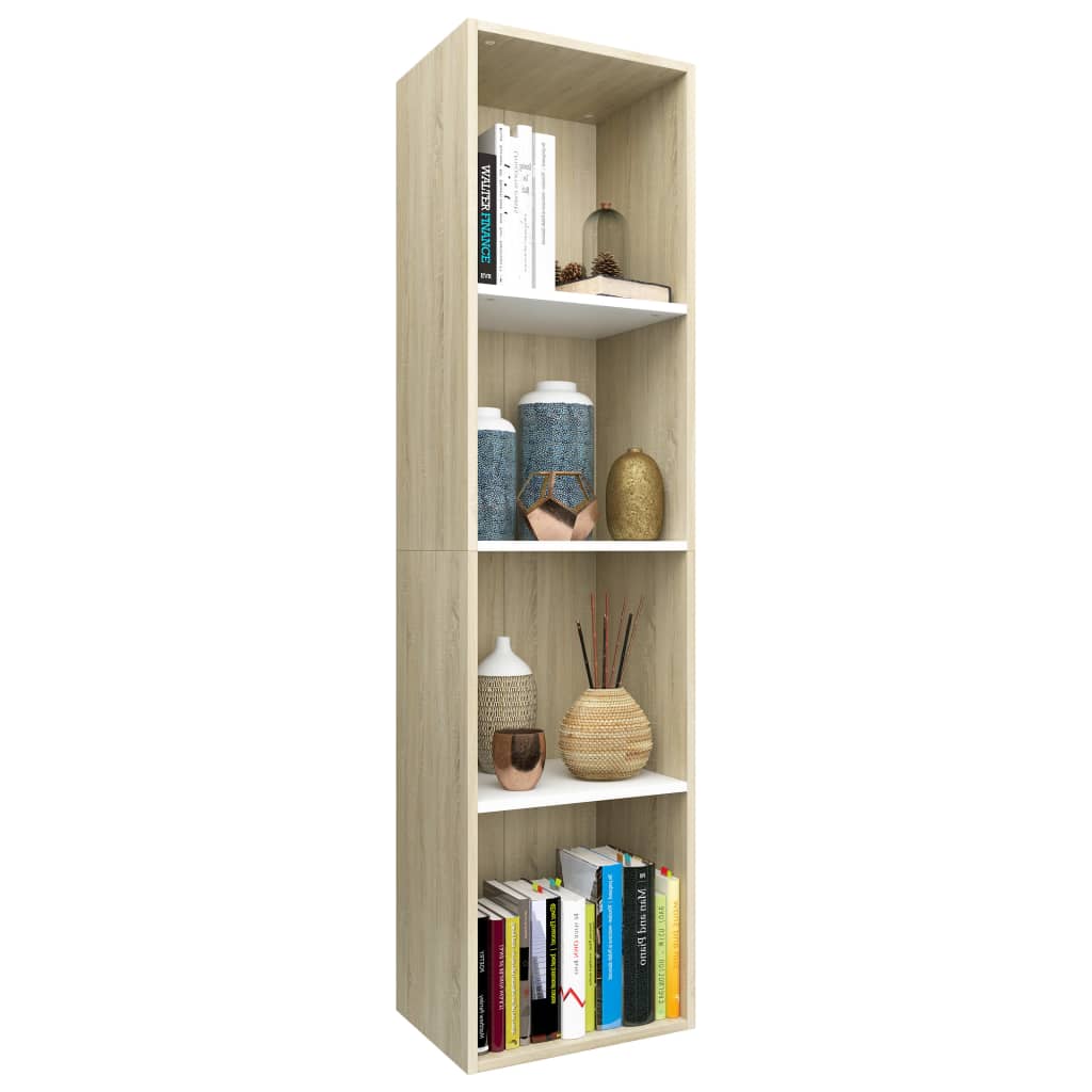 vidaXL Estantería libros madera contrachapada blanco roble 36x30x143cm