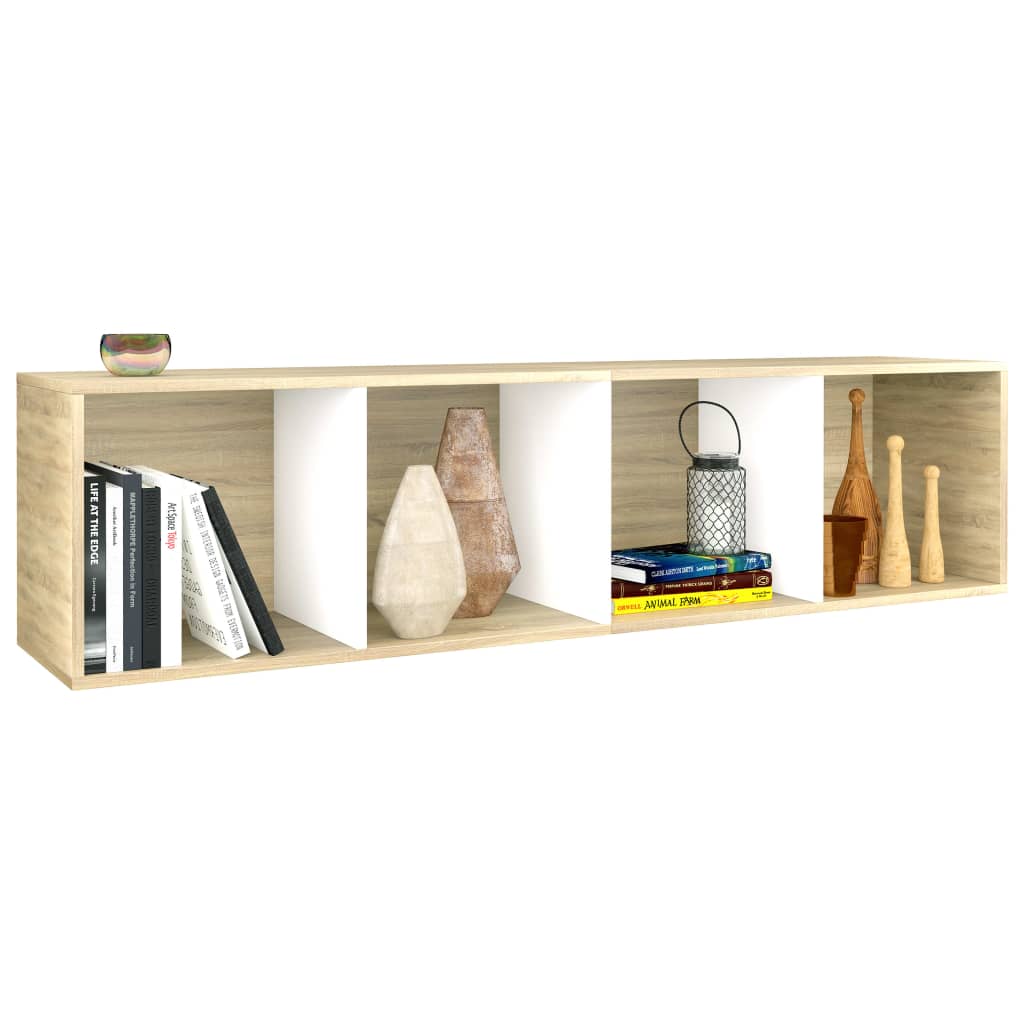 vidaXL Estantería libros madera contrachapada blanco roble 36x30x143cm