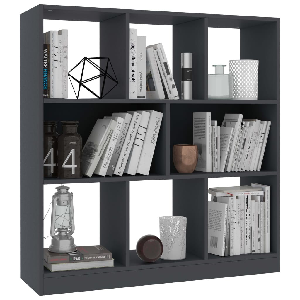 vidaXL Estantería librería madera contrachapada gris 97,5x29,5x100cm