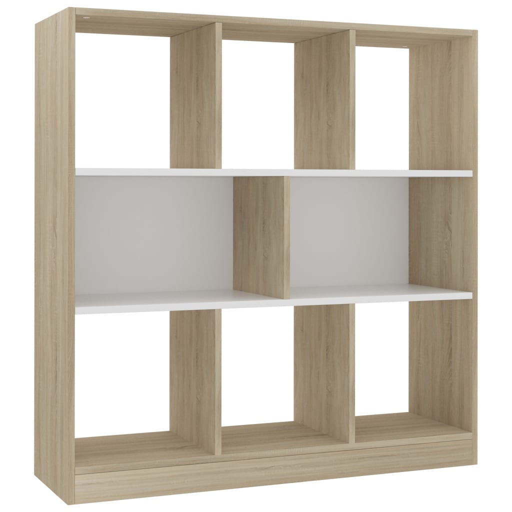 vidaXL Estantería madera contrachapada blanco y roble 97,5x29,5x100 cm