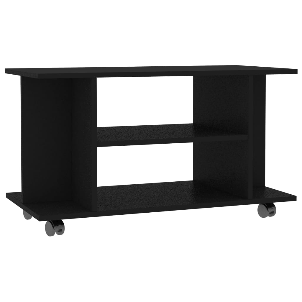 vidaXL Mueble de TV con ruedas madera de ingeniería negro 80x40x45 cm