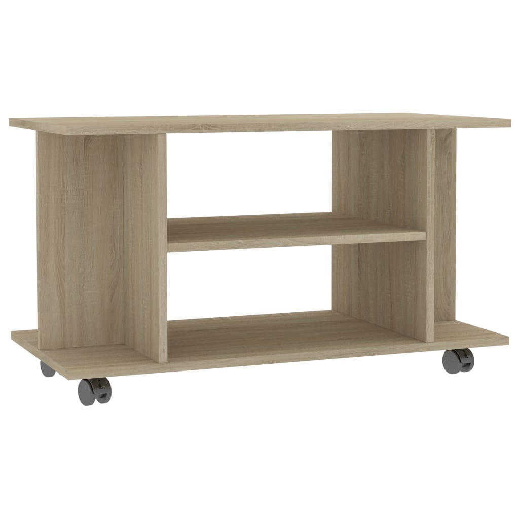 vidaXL Mueble de TV ruedas madera ingeniería roble Sonoma 80x40x45 cm