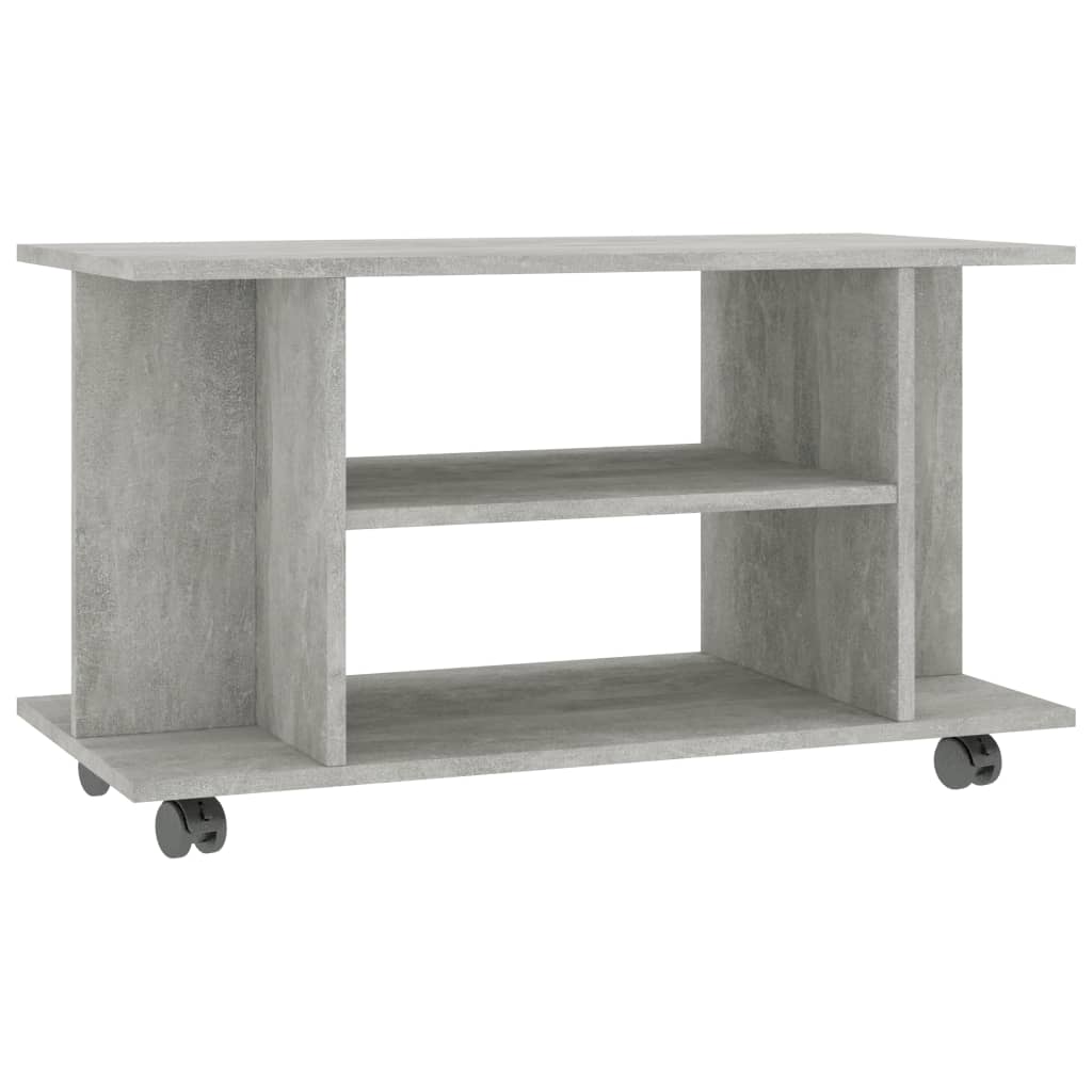 vidaXL Mueble de TV ruedas madera ingeniería gris hormigón 80x40x45 cm