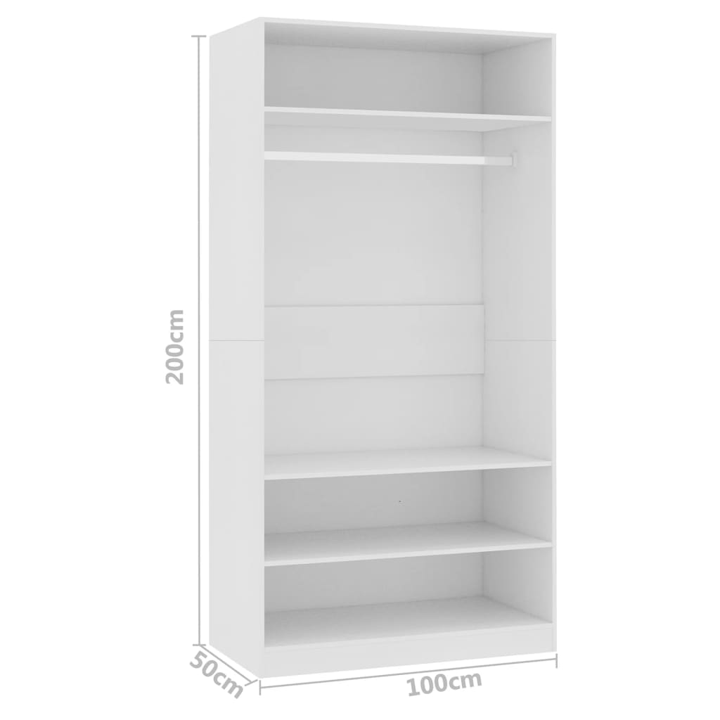 vidaXL Armario de madera contrachapada blanco 100x50x200 cm