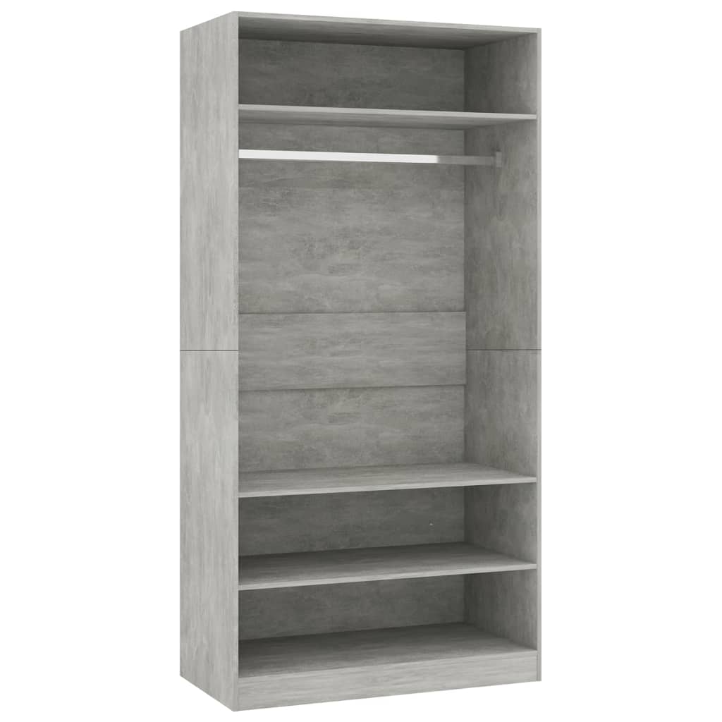 vidaXL Armario de madera contrachapada gris hormigón 100x50x200 cm