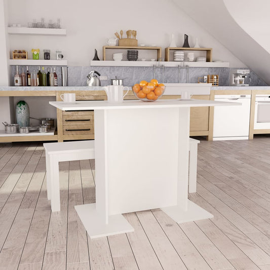 vidaXL Mesa de comedor de madera contrachapada blanco 110x60x75 cm