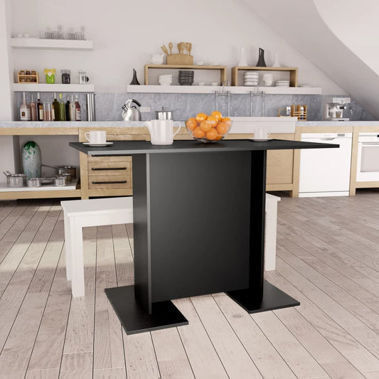 vidaXL Mesa de comedor de madera contrachapada negro 110x60x75 cm