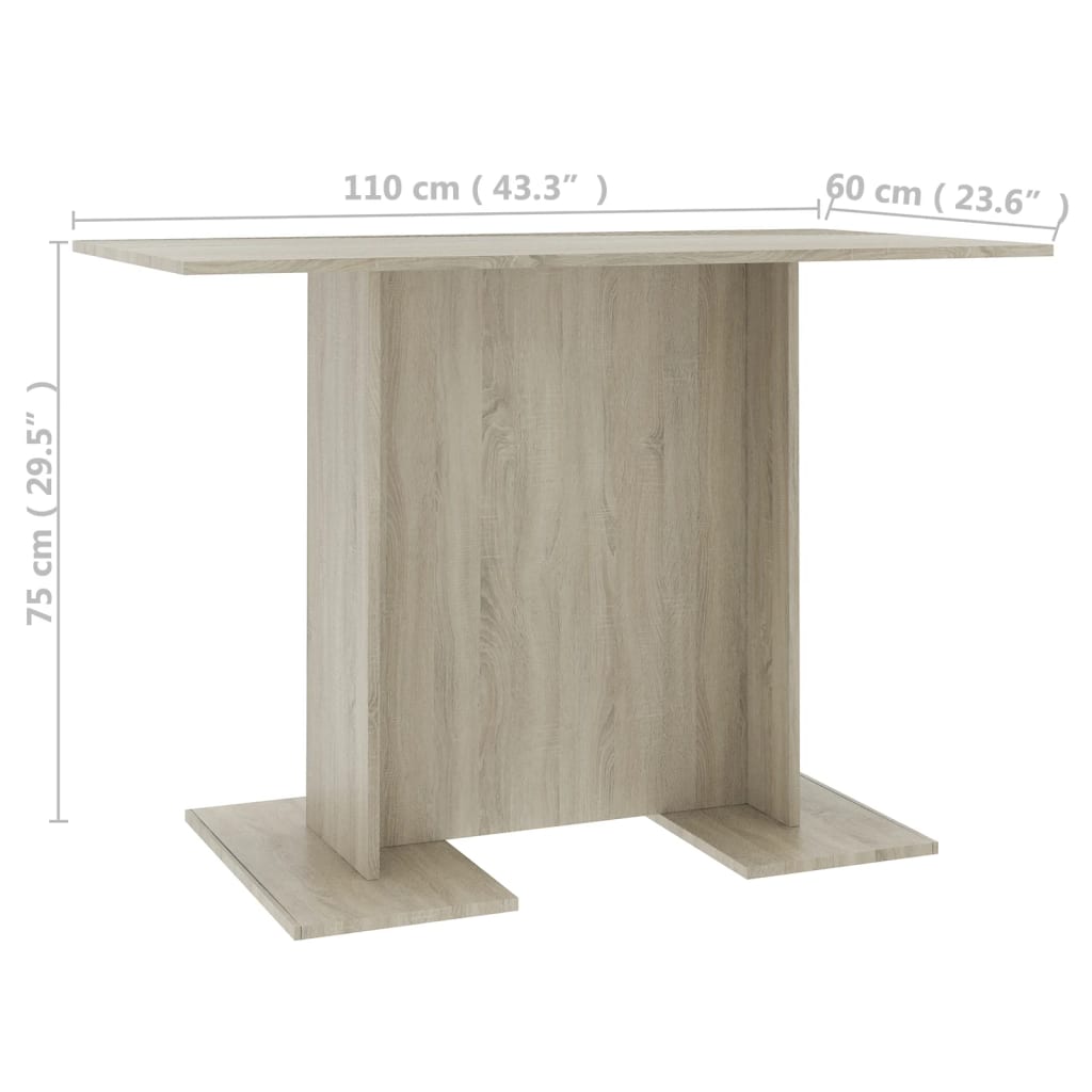 vidaXL Mesa de comedor madera contrachapada roble sonoma 110x60x75cm