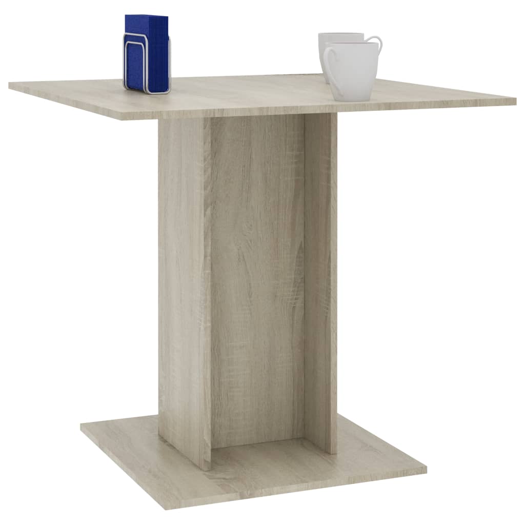 vidaXL Mesa de comedor de madera contrachapada color roble 80x80x75 cm