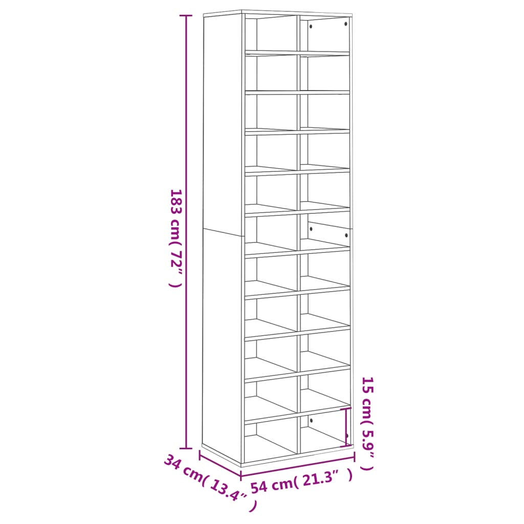 vidaXL Mueble zapatero de madera contrachapada blanco 54x34x183 cm