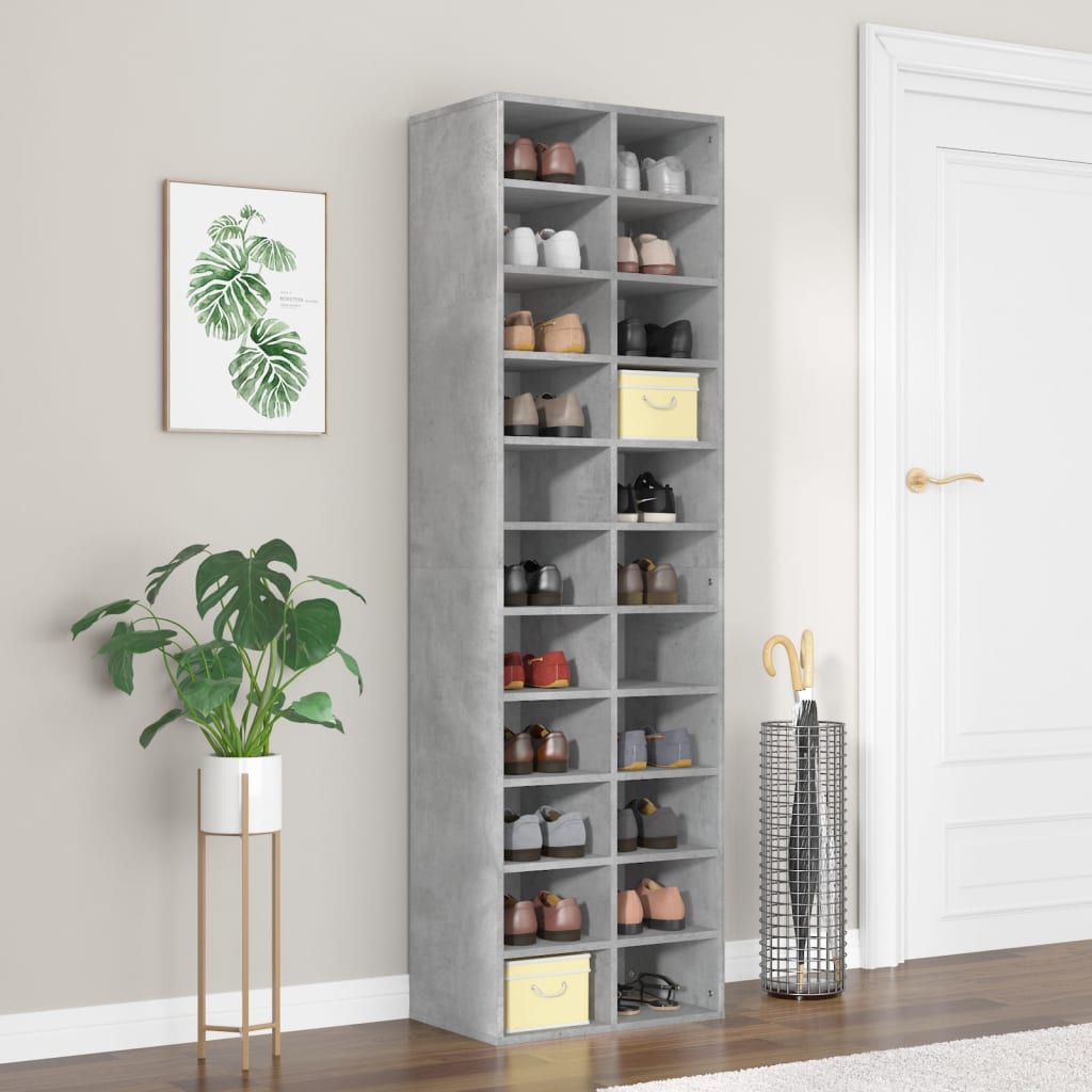 vidaXL Mueble zapatero de contrachapada gris hormigón 80x35,5x180 cm