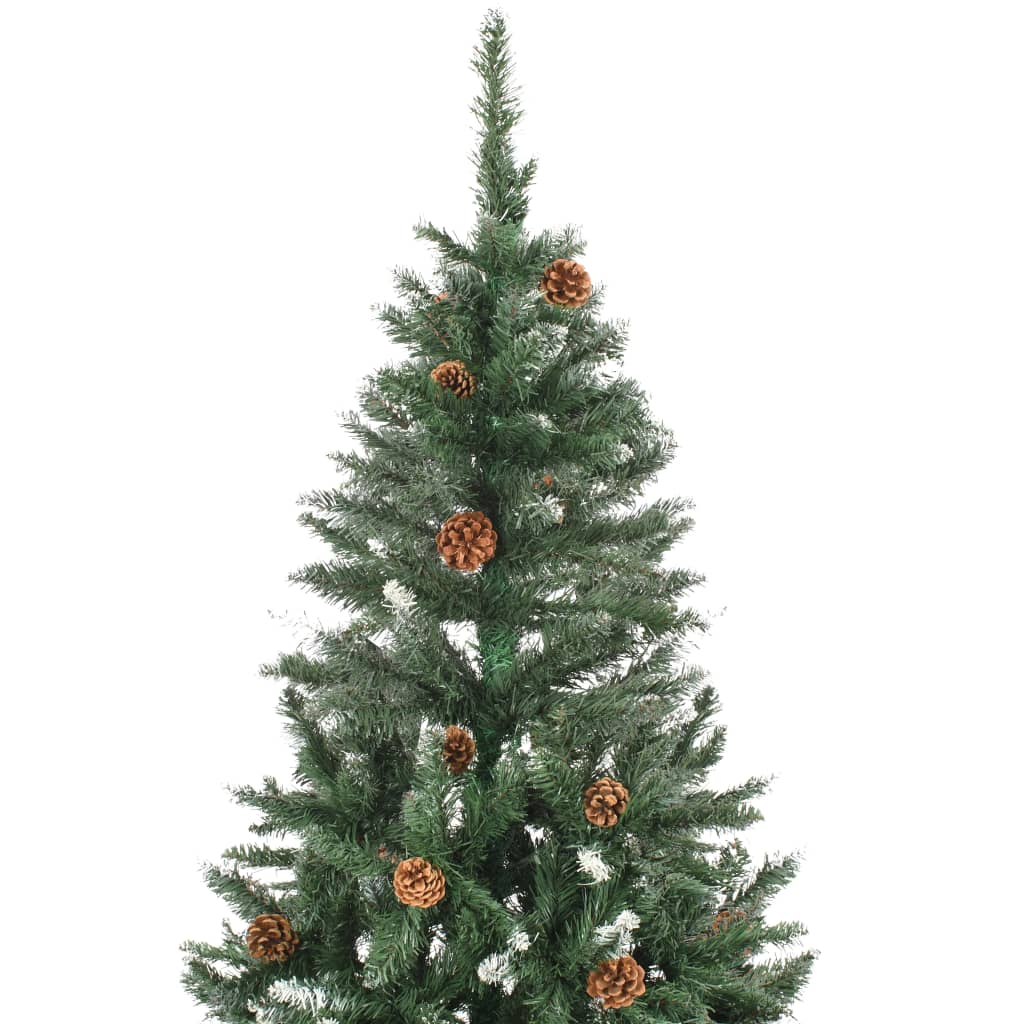 vidaXL Árbol de Navidad artificial con piñas y brillo blanco 150 cm