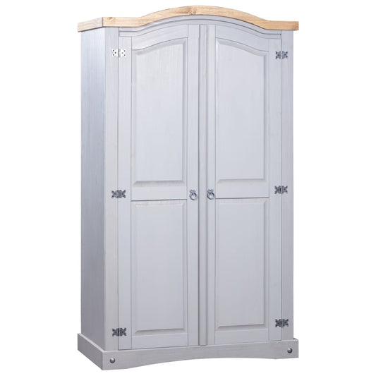 vidaXL Armario madera de pino Mexicano estilo Corona gris 2 Puertas