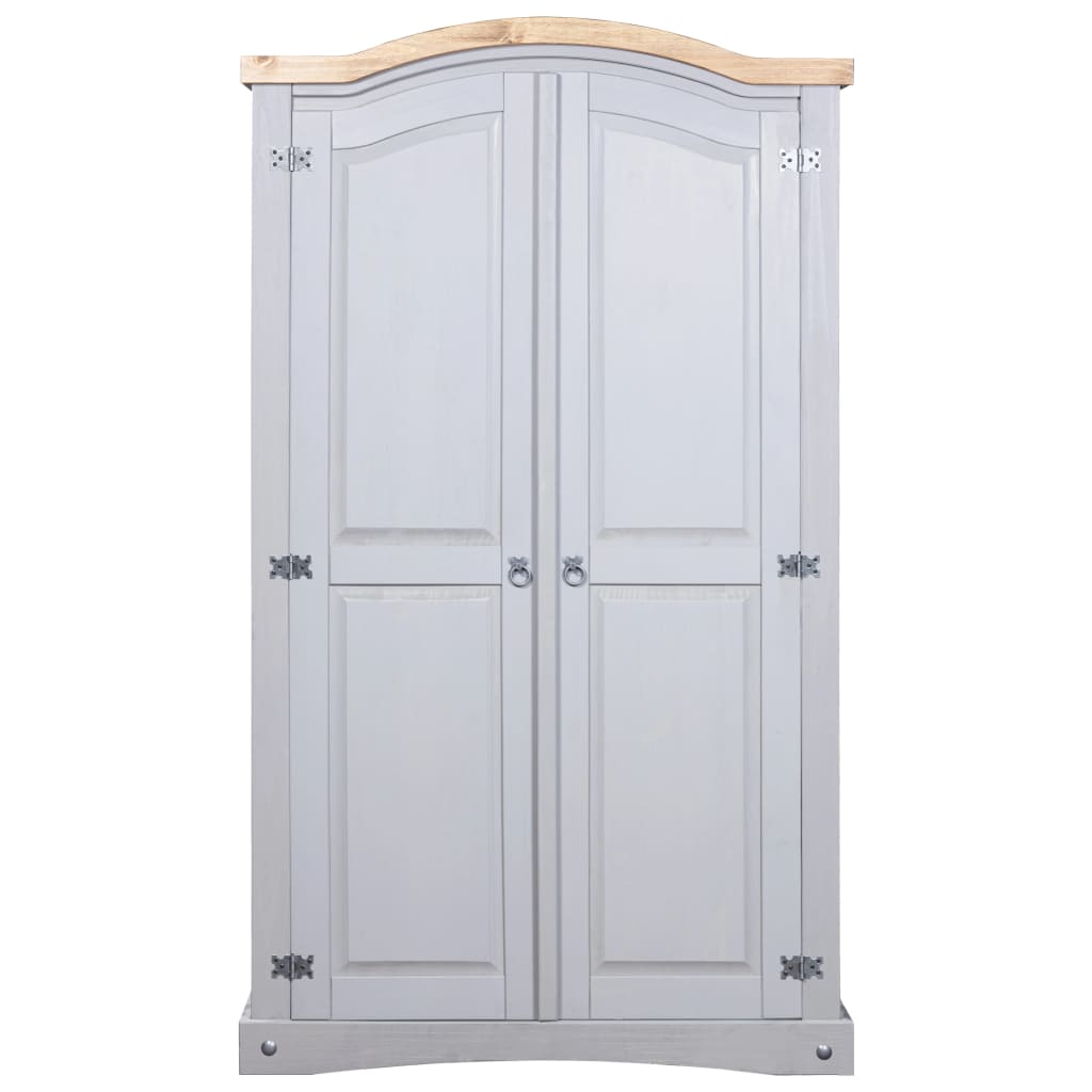 vidaXL Armario madera de pino Mexicano estilo Corona gris 2 Puertas