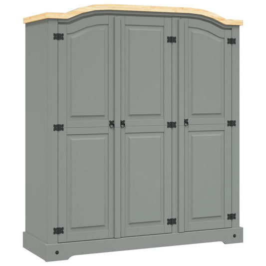 vidaXL Armario madera de pino Mexicano estilo Corona gris 3 puertas