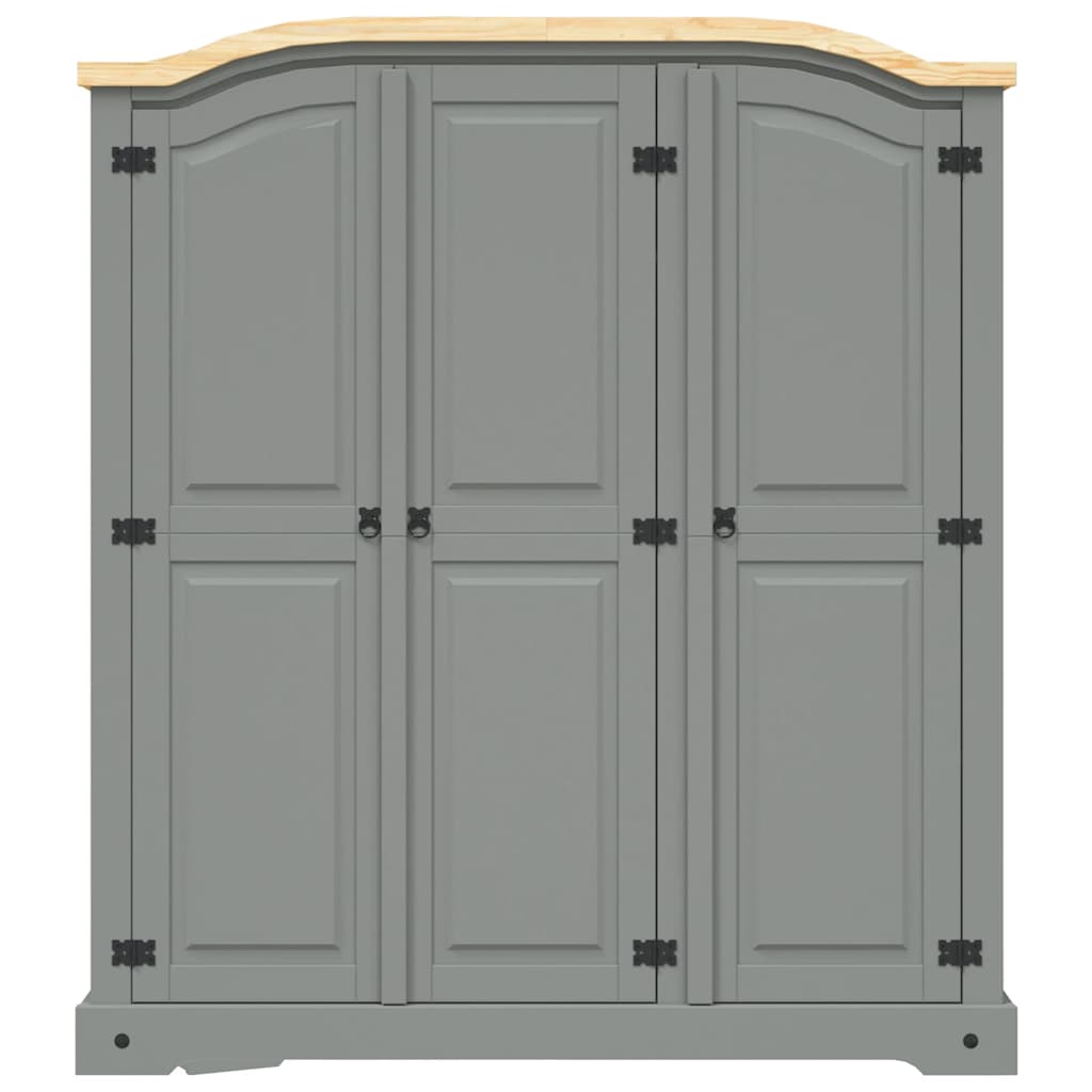 vidaXL Armario madera de pino Mexicano estilo Corona gris 3 puertas