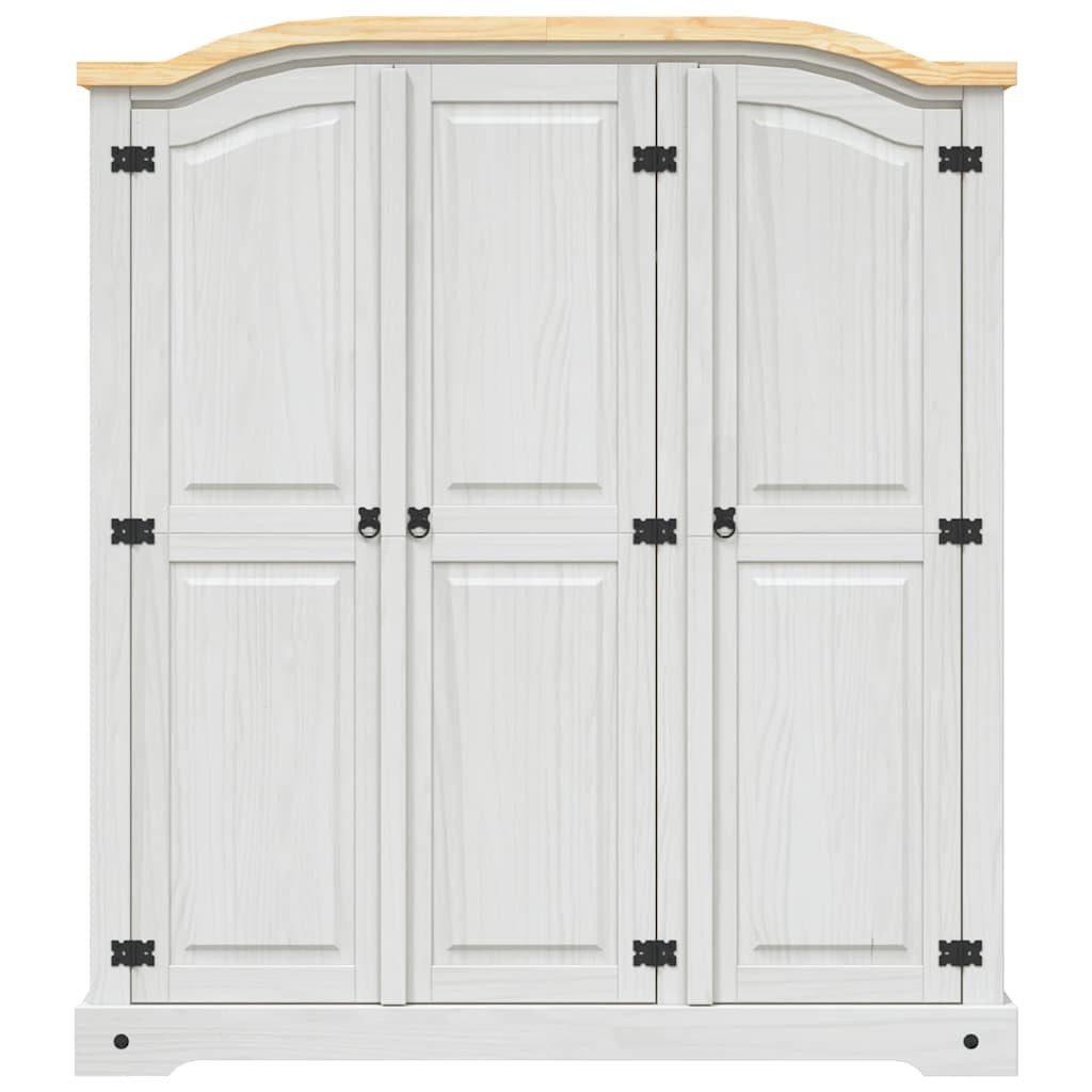 vidaXL Armario madera de pino Mexicano estilo Corona blanco 3 puertas