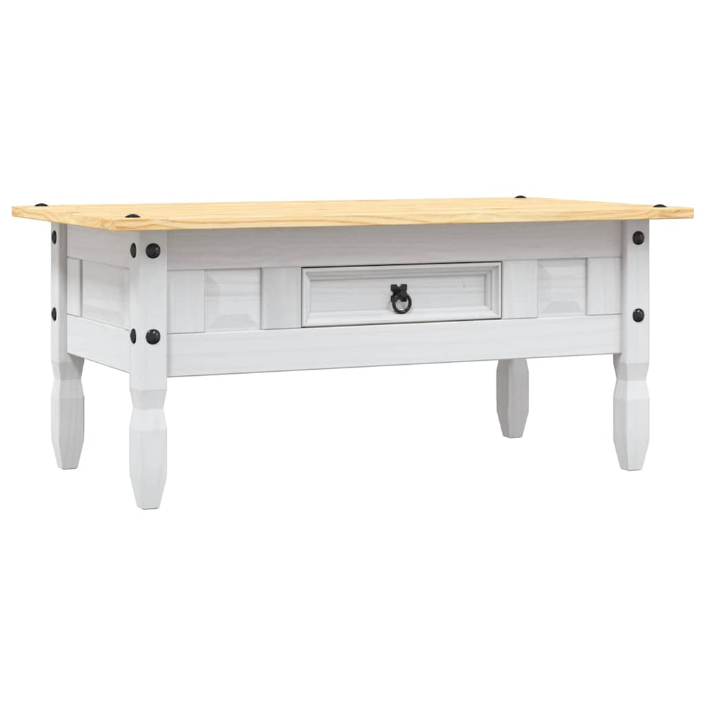 vidaXL Mesa de centro Corona Range pino mexicano blanco 100x55x45 cm