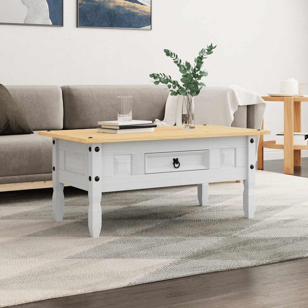 vidaXL Mesa de centro Corona Range pino mexicano blanco 100x55x45 cm