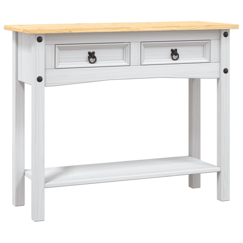 vidaXL Mesa consola Corona Range de pino mexicano blanco 90x34,5x73 cm