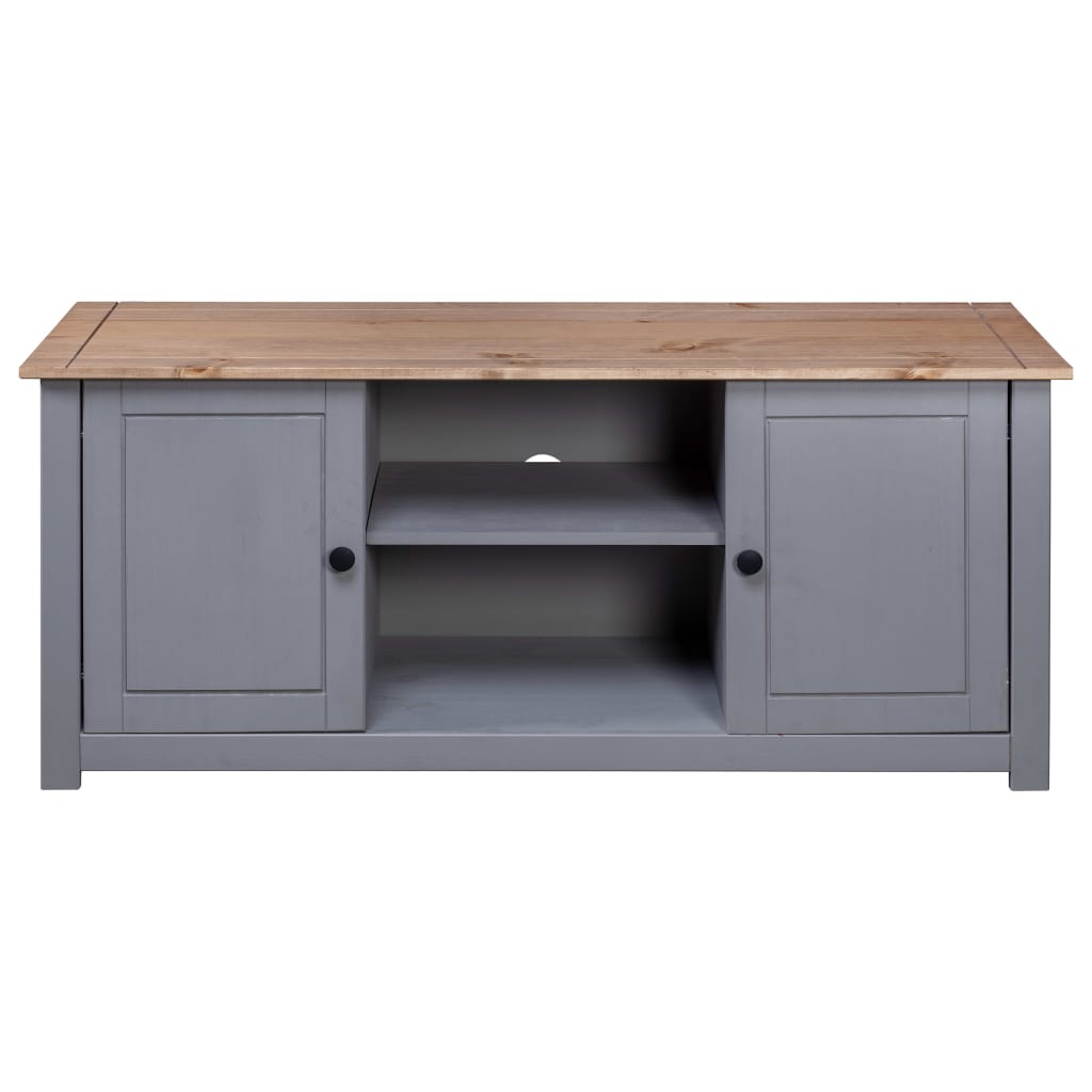 vidaXL Mueble de TV madera maciza pino estilo Panamá gris 120x40x50 cm