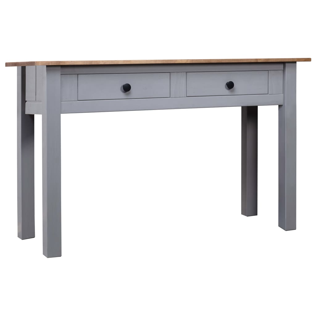 vidaXL Mesa consola madera maciza pino estilo Panamá gris 110x40x72 cm